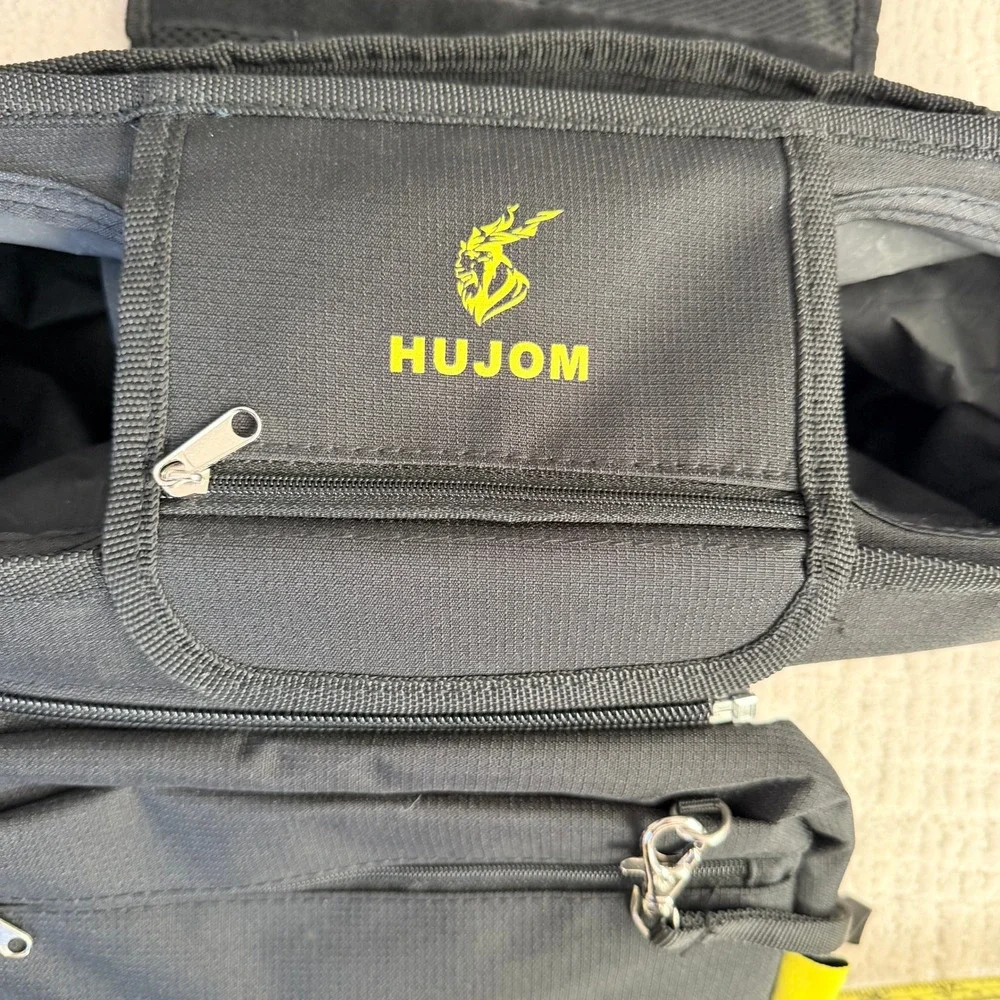 Hujom Multi-Compartment Black Stoller Organizer - Drink Holder -Zip off Pouch